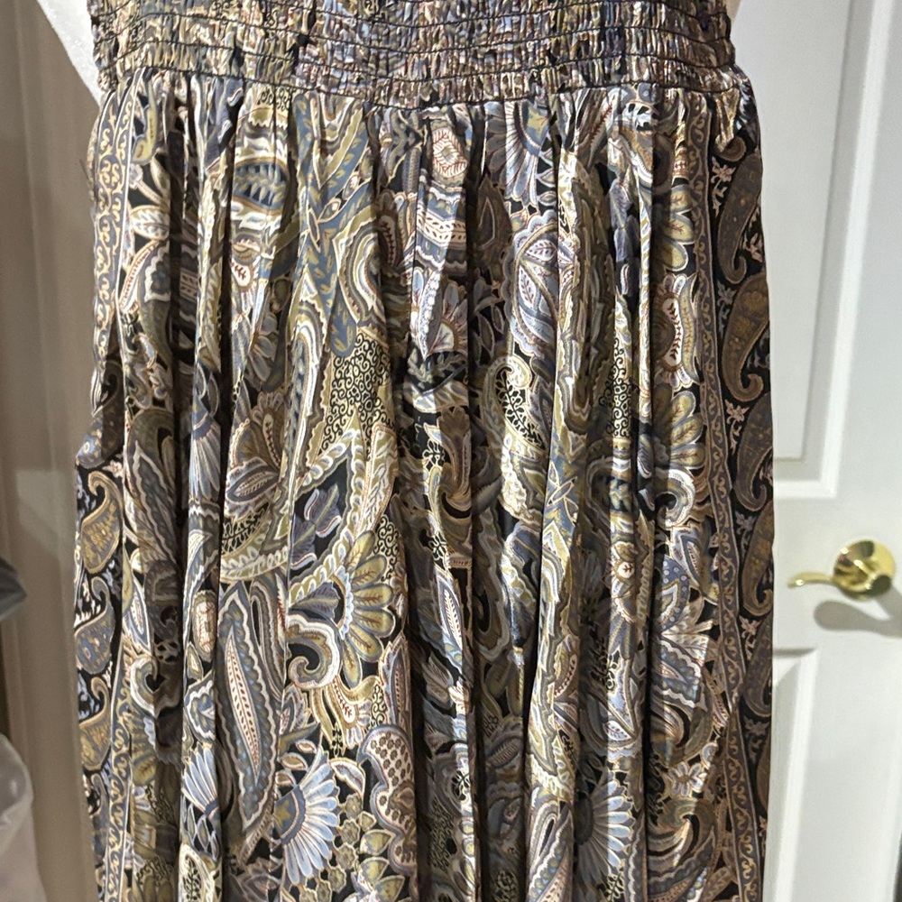 NWT Sz OS Indian Elegant 100% silk Paisley tube top Maxi dress - Picture 3 of 15